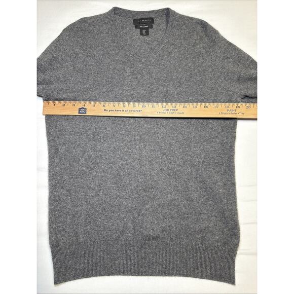 Tahari Gray 100% 2-Ply Cashmere V Neck Knit Sweater Womens Size Medium EUC - Picture 8 of 15